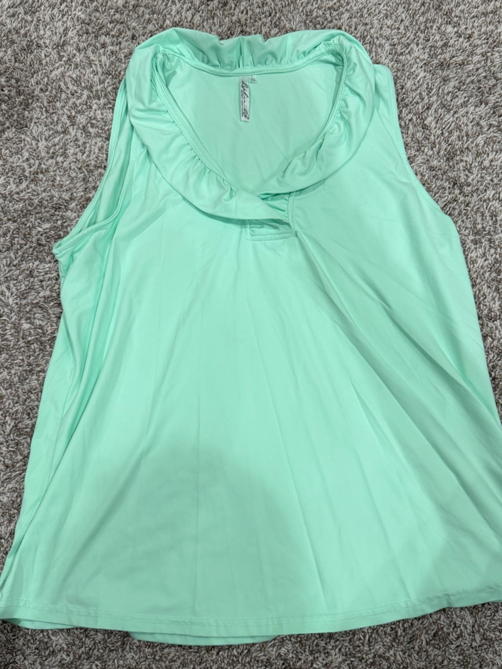 Lulu-B Mint Green Sleeveless Ruffle Neck Tank